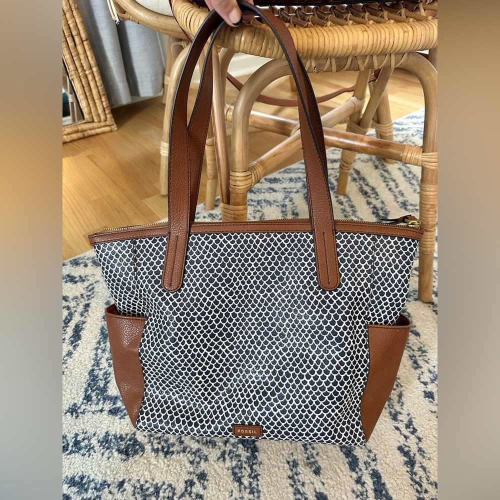 Fossil Brown and Black Tote Bag